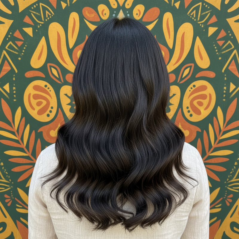 Wavy Hair Dark - Square Card